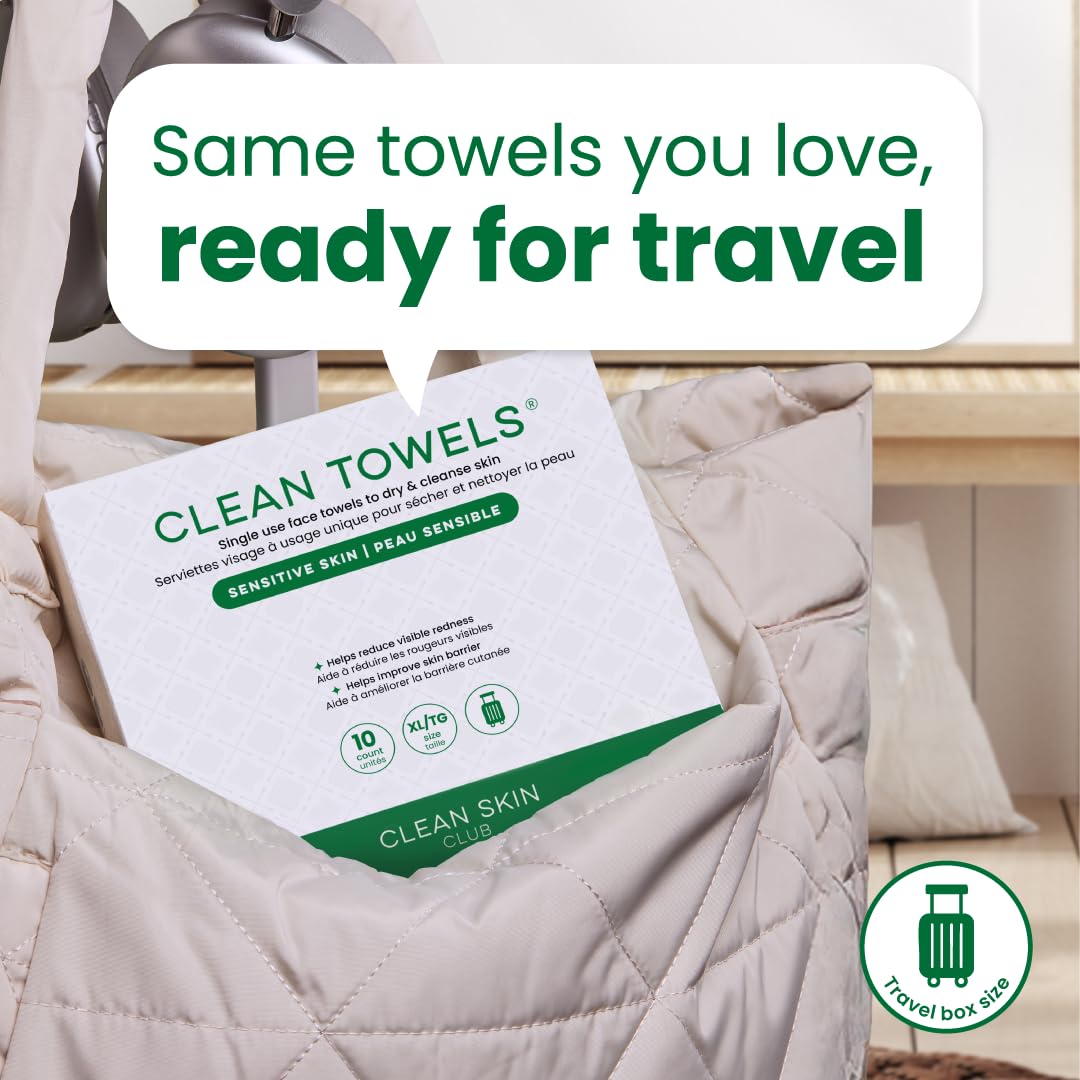Clean Skin Club Clean Towels XL®, 100% USDA Biobased Face Towel, Disposable Face Towelette, Eczema Association Accepted, Makeup Remover Dry Wipes, Ultra Soft, 50 ct per pack, 4 Packs, 200 Ct Total