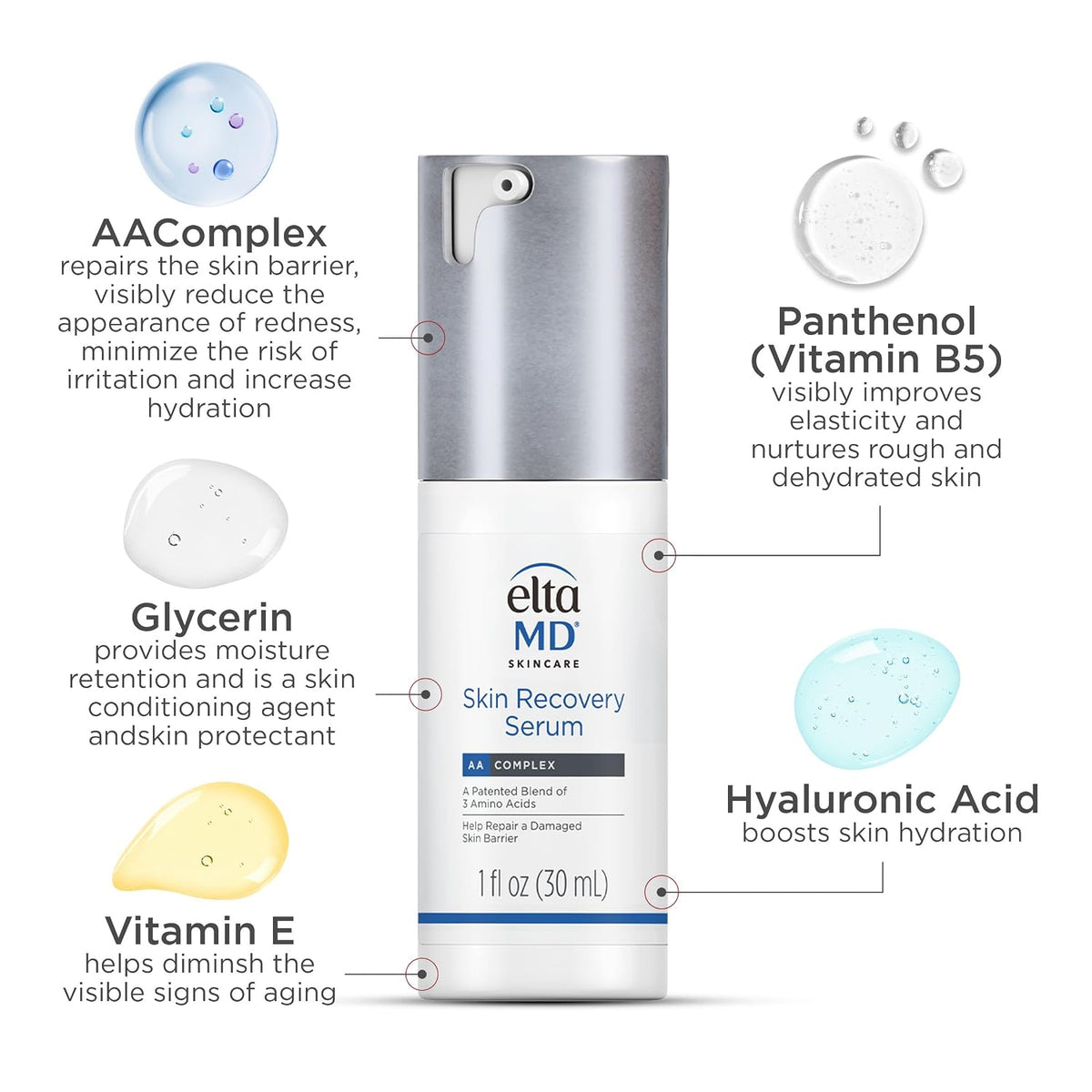 EltaMD Skin Recovery Face Serum, Anti-Redness Facial Serum, 1 oz