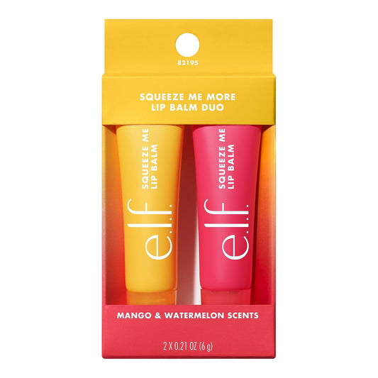 e.l.f. Squeeze Me More Lip Balm Duo, Mango, Watermelon | Moisturizing Balm For A Sheer Tint Of Color, Made With Hyaluronic Acid, Vegan & Cruelty-Free, Mango & Watermelon