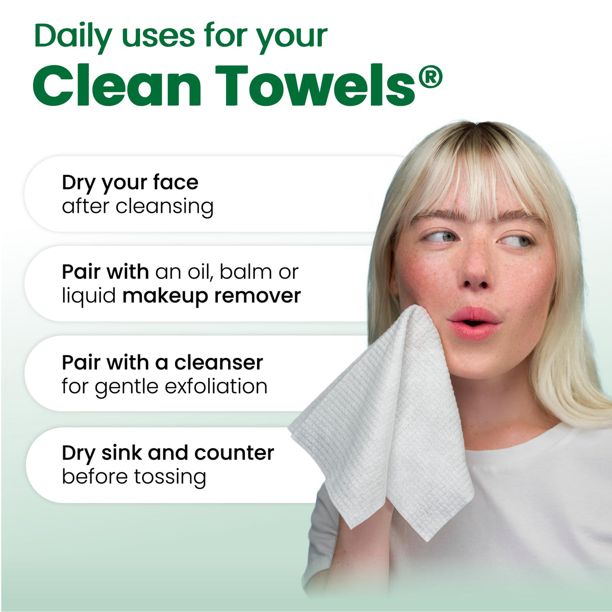 Clean Skin Club Clean Towels XL®, 100% USDA Biobased Face Towel, Disposable Face Towelette, Eczema Association Accepted, Makeup Remover Dry Wipes, Ultra Soft, 50 ct per pack, 4 Packs, 200 Ct Total