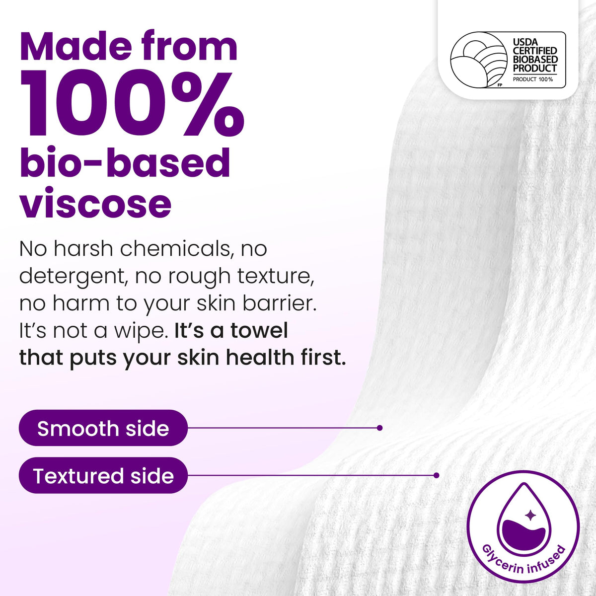 Clean Skin Club Clean Towels XL®, 100% USDA Biobased Face Towel, Disposable Face Towelette, Eczema Association Accepted, Makeup Remover Dry Wipes, Ultra Soft, 50 ct per pack, 4 Packs, 200 Ct Total