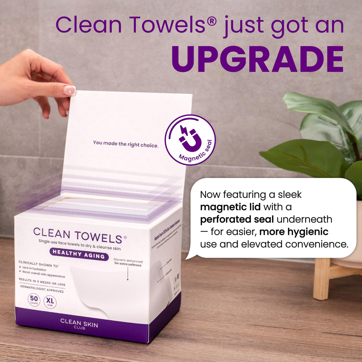 Clean Skin Club Clean Towels XL®, 100% USDA Biobased Face Towel, Disposable Face Towelette, Eczema Association Accepted, Makeup Remover Dry Wipes, Ultra Soft, 50 ct per pack, 4 Packs, 200 Ct Total